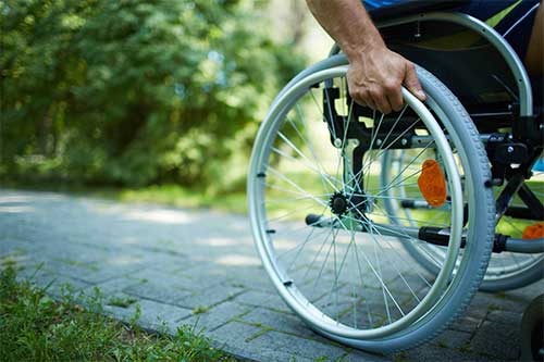wheelchair with injured person